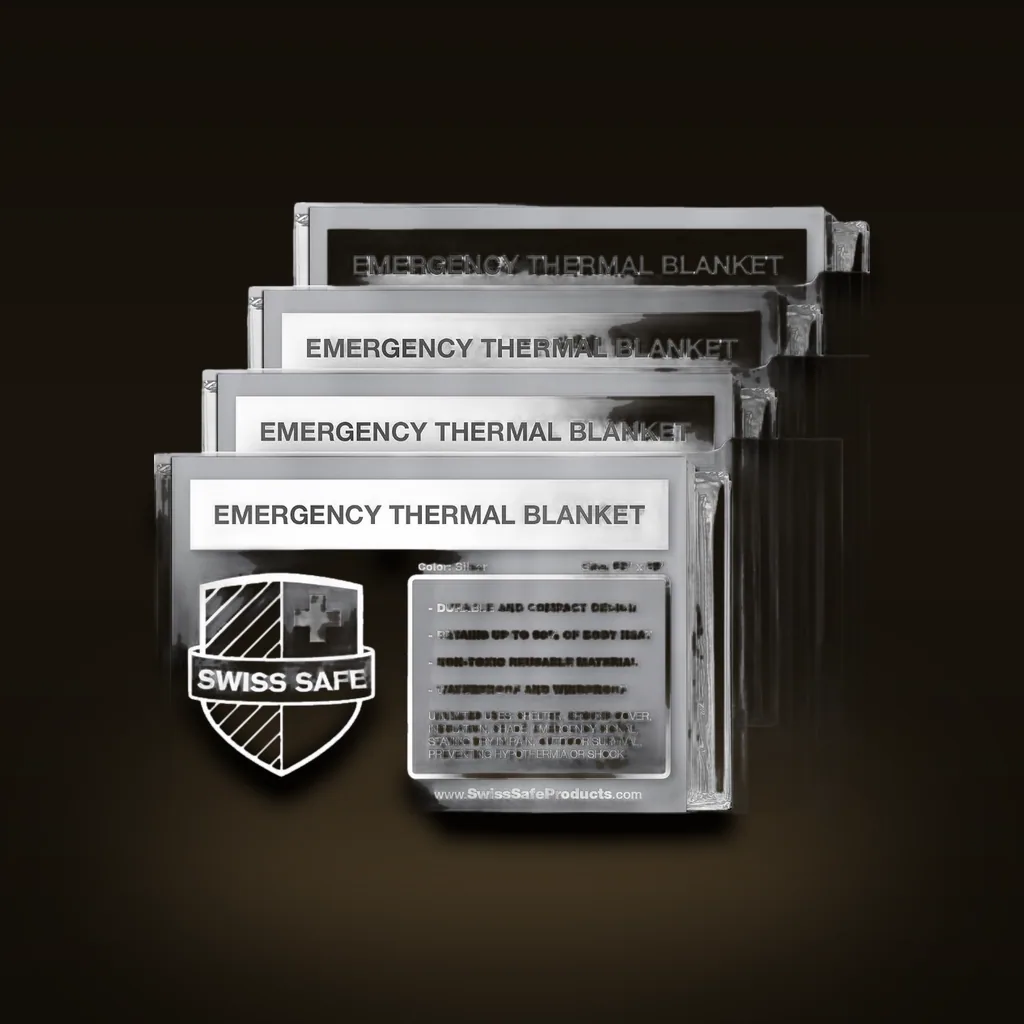 Swiss Safe Emergency Mylar Thermal Blanket (4-Pack) — part of the The Winter Car Kit kit